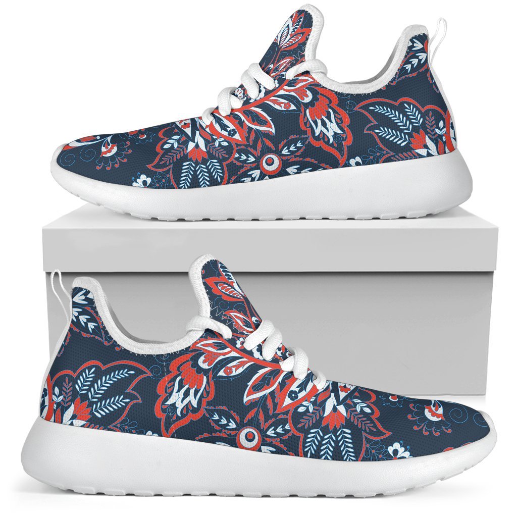 Paisley Floral Bohemian Pattern Print Mesh Knit Shoes GearFrost