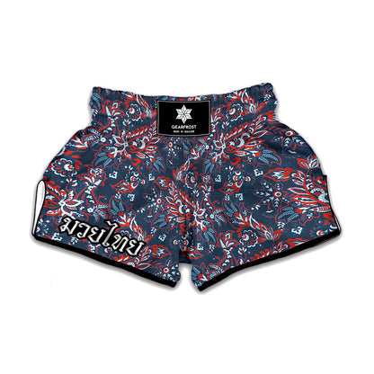 Paisley Floral Bohemian Pattern Print Muay Thai Boxing Shorts
