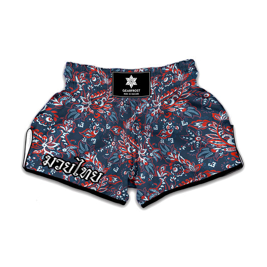 Paisley Floral Bohemian Pattern Print Muay Thai Boxing Shorts