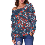 Paisley Floral Bohemian Pattern Print Off Shoulder Sweatshirt GearFrost