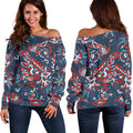 Paisley Floral Bohemian Pattern Print Off The Shoulder Sweatshirt