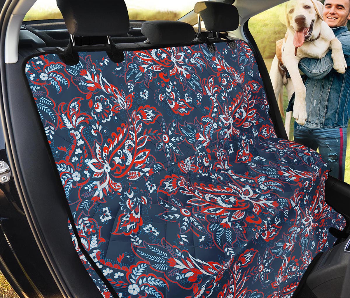 Paisley Floral Bohemian Pattern Print Pet Car Back Seat Cover