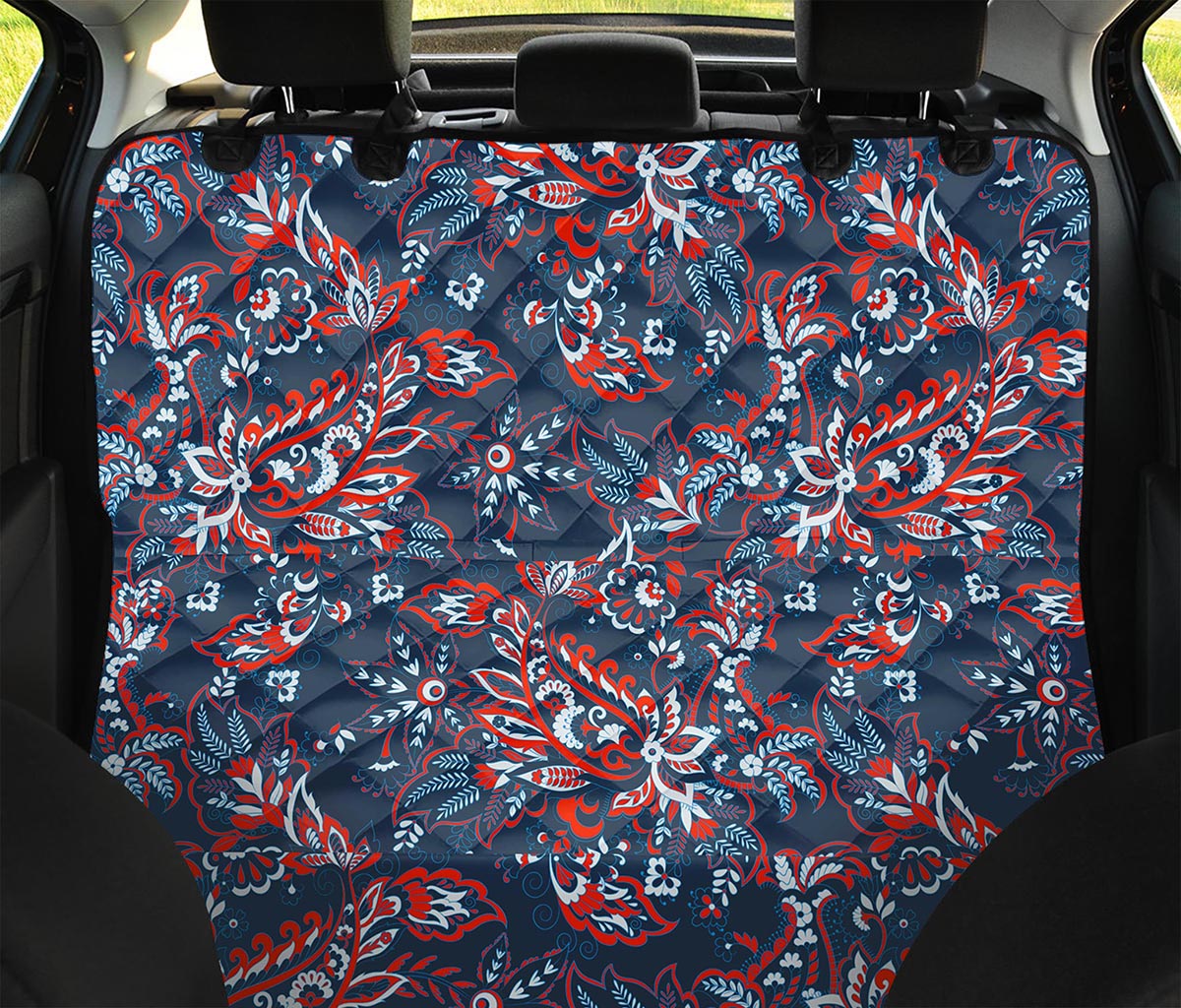 Paisley Floral Bohemian Pattern Print Pet Car Back Seat Cover