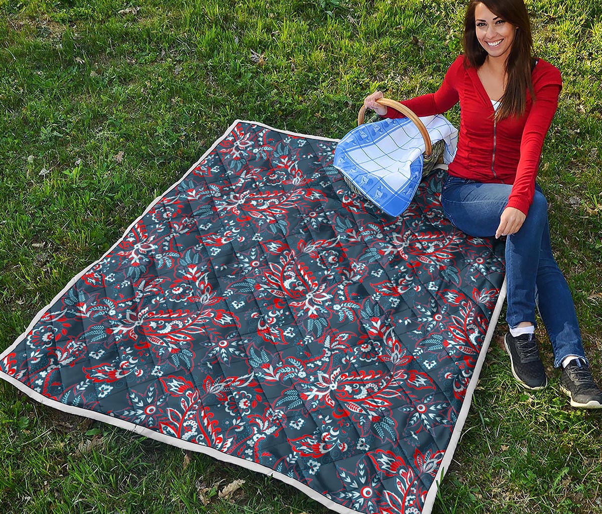 Paisley Floral Bohemian Pattern Print Quilt