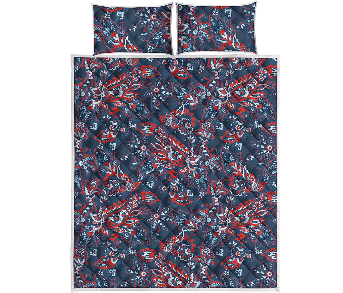 Paisley Floral Bohemian Pattern Print Quilt Bed Set