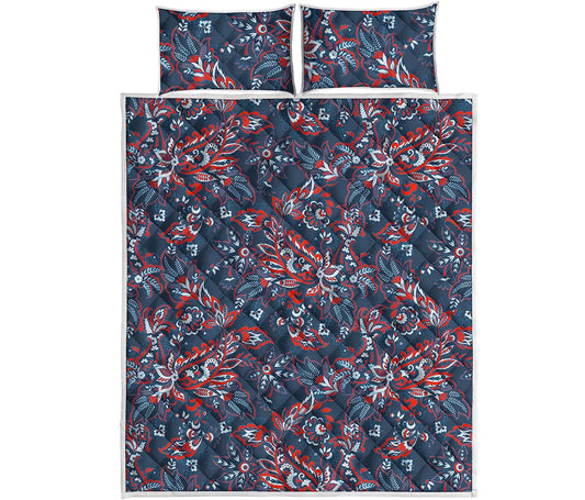 Paisley Floral Bohemian Pattern Print Quilt Bed Set