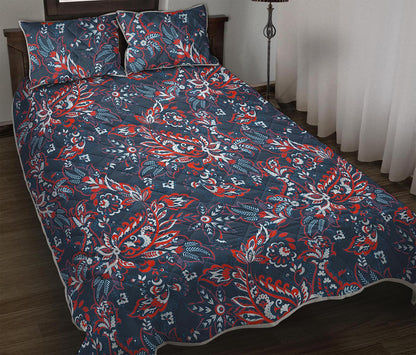 Paisley Floral Bohemian Pattern Print Quilt Bed Set