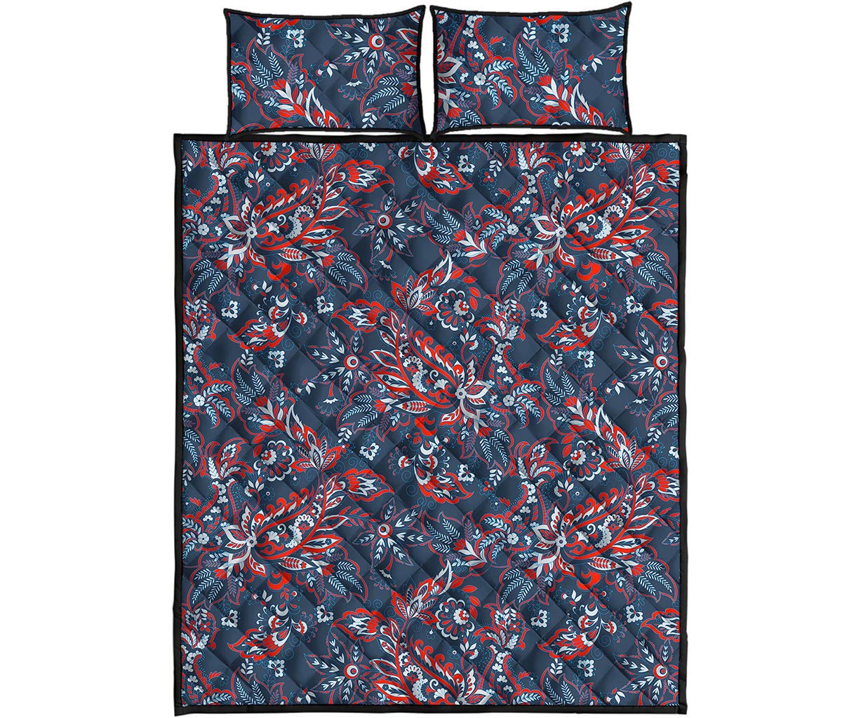 Paisley Floral Bohemian Pattern Print Quilt Bed Set