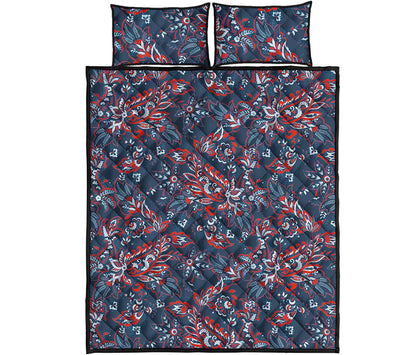 Paisley Floral Bohemian Pattern Print Quilt Bed Set
