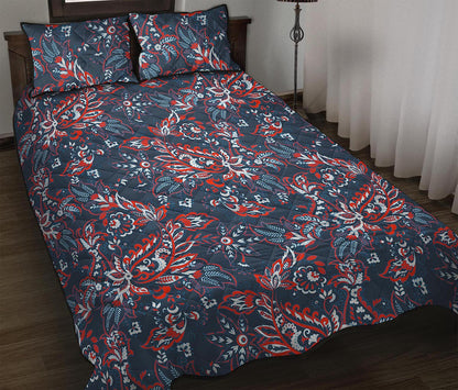 Paisley Floral Bohemian Pattern Print Quilt Bed Set