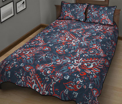 Paisley Floral Bohemian Pattern Print Quilt Bed Set