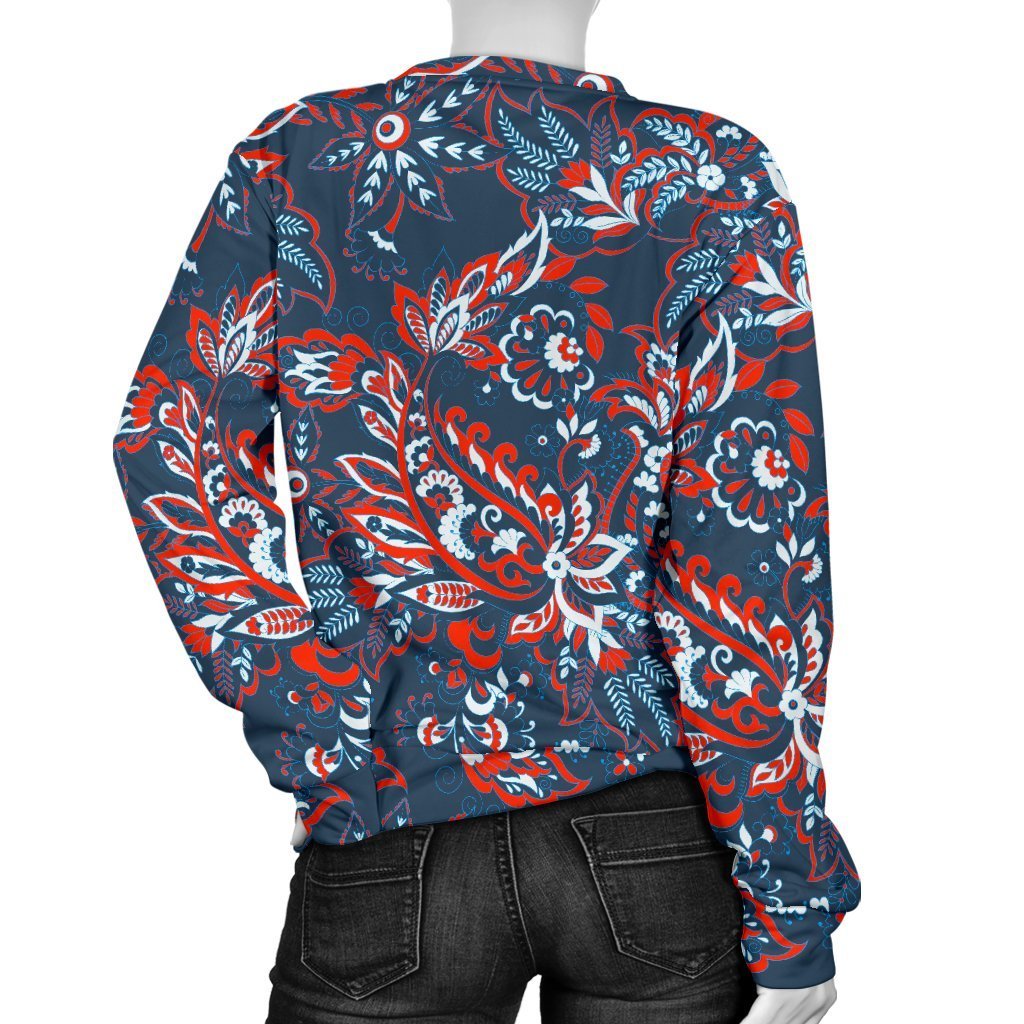 Paisley Floral Bohemian Pattern Print Women's Crewneck Sweatshirt GearFrost