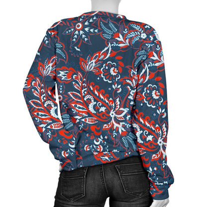 Paisley Floral Bohemian Pattern Print Women's Crewneck Sweatshirt GearFrost