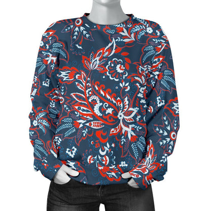 Paisley Floral Bohemian Pattern Print Women's Crewneck Sweatshirt GearFrost