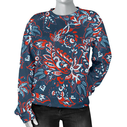 Paisley Floral Bohemian Pattern Print Women's Crewneck Sweatshirt GearFrost