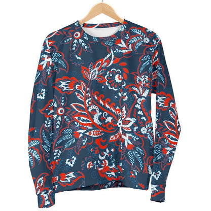 Paisley Floral Bohemian Pattern Print Women's Crewneck Sweatshirt GearFrost