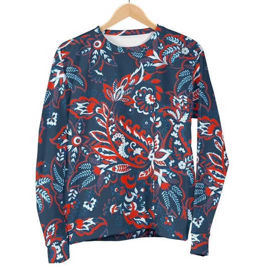 Paisley Floral Bohemian Pattern Print Women's Crewneck Sweatshirt GearFrost