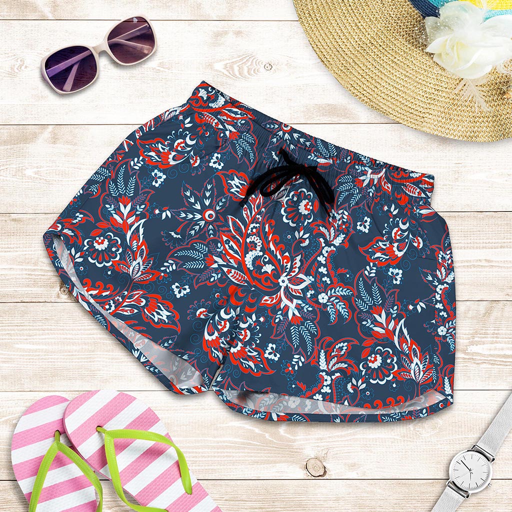 Paisley Floral Bohemian Pattern Print Women's Shorts