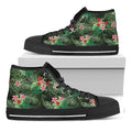Palm Hawaiian Tropical Pattern Print Black High Top Sneakers