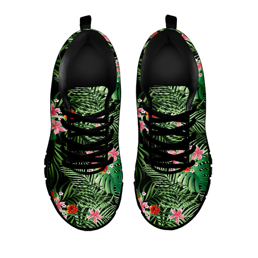 Palm Hawaiian Tropical Pattern Print Black Sneakers