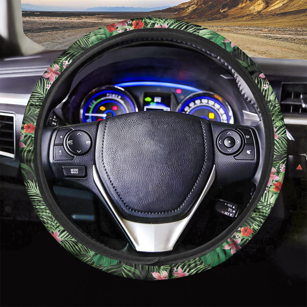 Palm Hawaiian Tropical Pattern Print Car Steering Wheel Cover