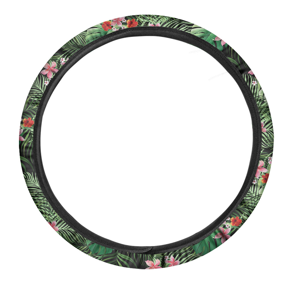 Palm Hawaiian Tropical Pattern Print Car Steering Wheel Cover