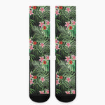 Palm Hawaiian Tropical Pattern Print Crew Socks