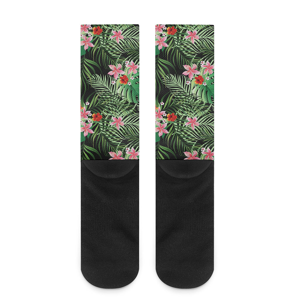 Palm Hawaiian Tropical Pattern Print Crew Socks