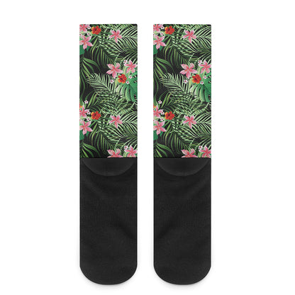Palm Hawaiian Tropical Pattern Print Crew Socks