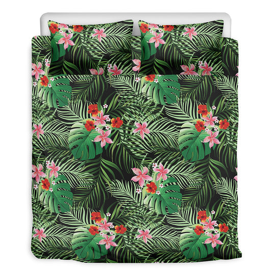 Palm Hawaiian Tropical Pattern Print Duvet Cover Bedding Set
