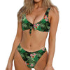 Palm Hawaiian Tropical Pattern Print Front Bow Tie Bikini