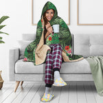 Palm Hawaiian Tropical Pattern Print Hooded Blanket