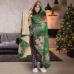 Palm Hawaiian Tropical Pattern Print Hooded Blanket