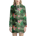 Palm Hawaiian Tropical Pattern Print Pullover Hoodie Dress