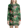 Palm Hawaiian Tropical Pattern Print Hoodie Dress