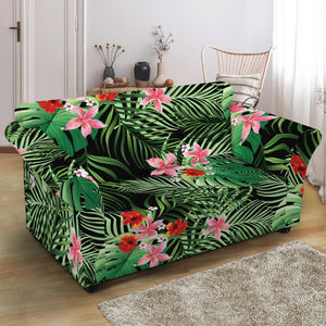 Palm Hawaiian Tropical Pattern Print Loveseat Slipcover