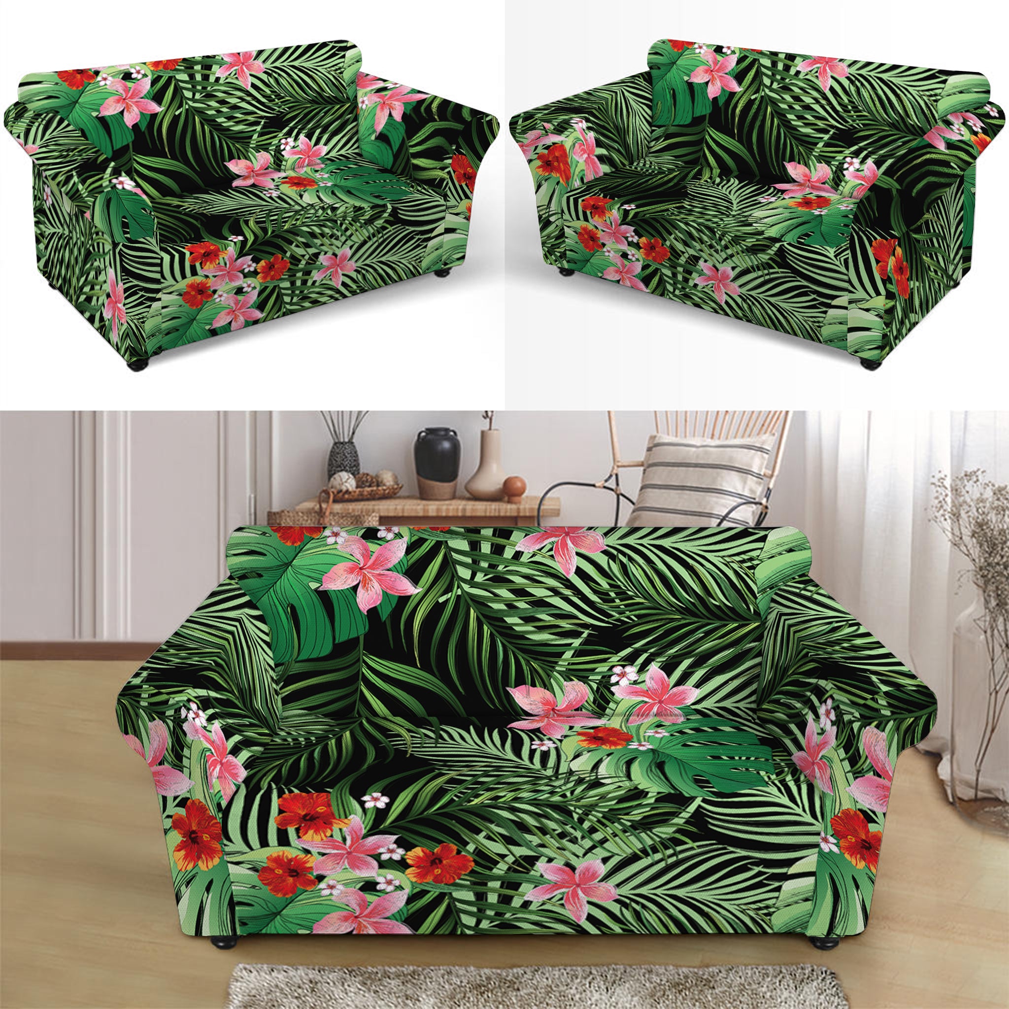 Palm Hawaiian Tropical Pattern Print Loveseat Slipcover