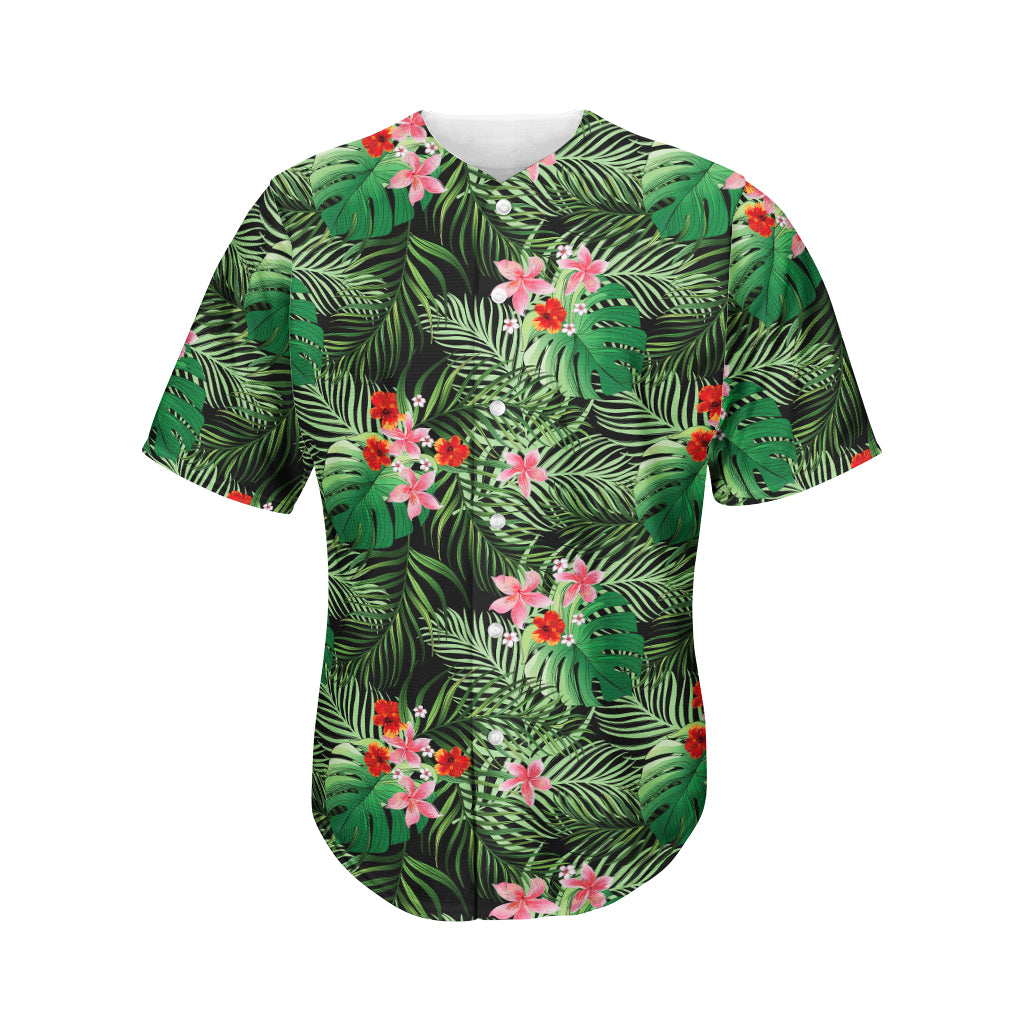 Palm Hawaiian Tropical Pattern Print Men's Baseball Jersey