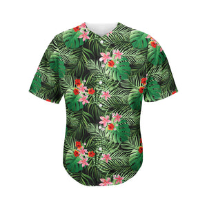 Palm Hawaiian Tropical Pattern Print Men's Baseball Jersey