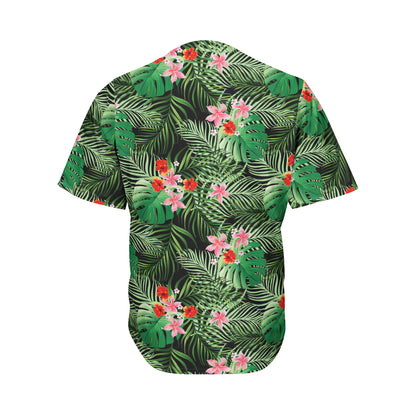 Palm Hawaiian Tropical Pattern Print Men's Baseball Jersey