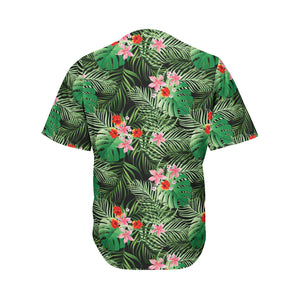 Palm Hawaiian Tropical Pattern Print Men's Baseball Jersey