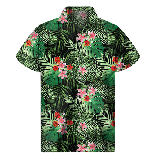 Palm Hawaiian Tropical Pattern Print Men's Short Sleeve Shirt