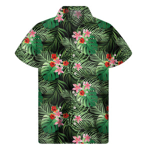 Palm Hawaiian Tropical Pattern Print Men's Short Sleeve Shirt