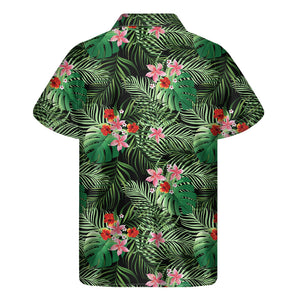 Palm Hawaiian Tropical Pattern Print Men's Short Sleeve Shirt