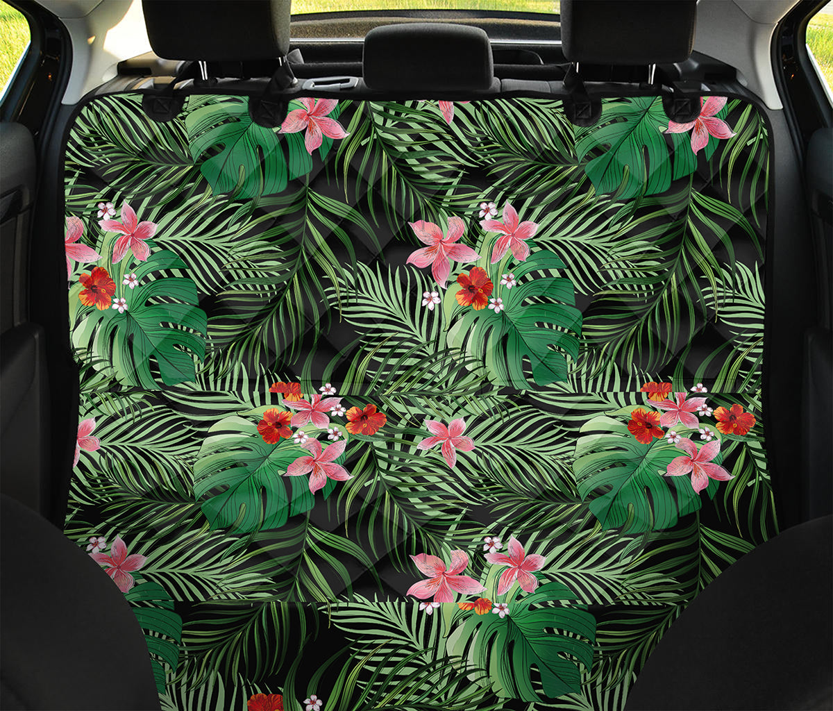 Palm Hawaiian Tropical Pattern Print Pet Car Back Seat Cover