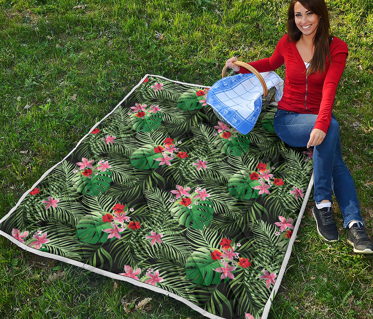 Palm Hawaiian Tropical Pattern Print Quilt