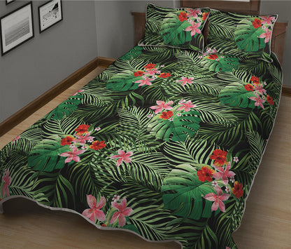 Palm Hawaiian Tropical Pattern Print Quilt Bed Set