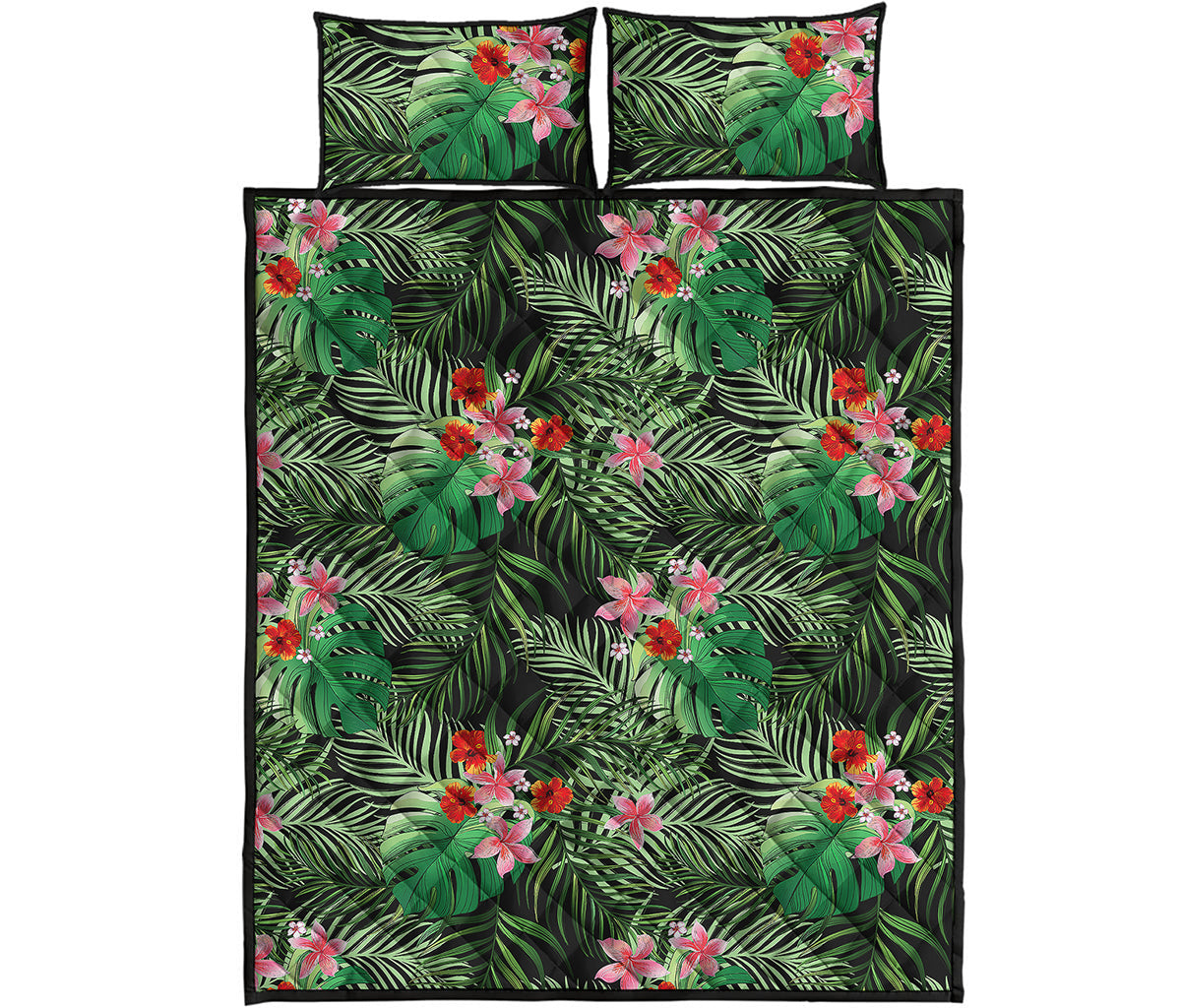 Palm Hawaiian Tropical Pattern Print Quilt Bed Set
