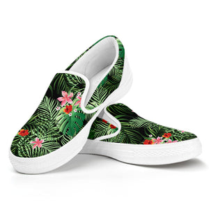 Palm Hawaiian Tropical Pattern Print White Slip On Shoes