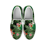 Palm Hawaiian Tropical Pattern Print White Slip On Shoes